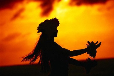 Cérémonie amérindienne au coucher du soleil